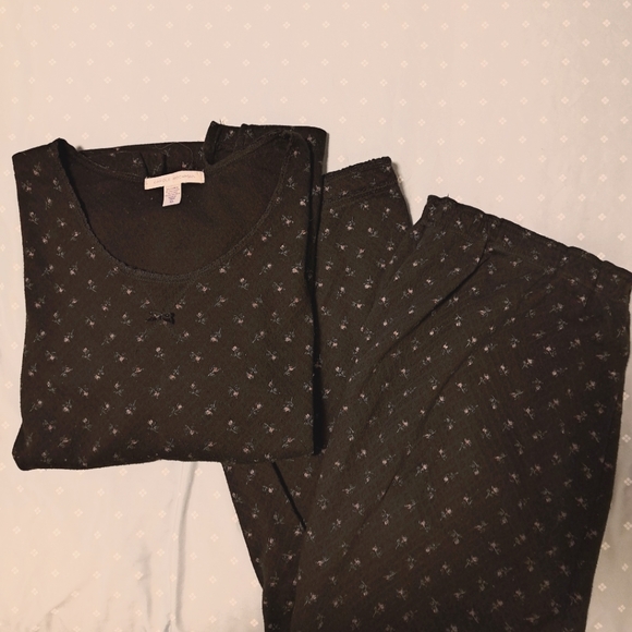 CAROLE HOCHMAN pajamas PJ'S black COTTON/POLY BLEND used LONG SLEEVES - Picture 3 of 4
